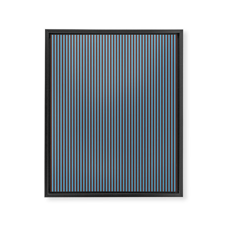Narrow Stripes Vertical Pattern in Eclectic Brown and Blue Framed Canvas Print Gallery Image 6