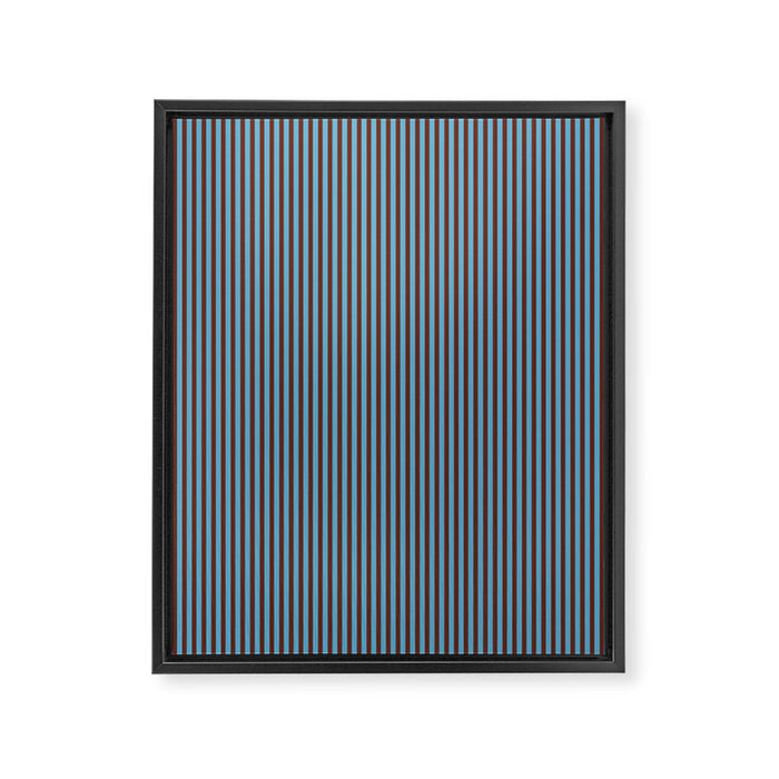 Narrow Stripes Vertical Pattern in Eclectic Brown and Blue Framed Canvas Print Gallery Image 1