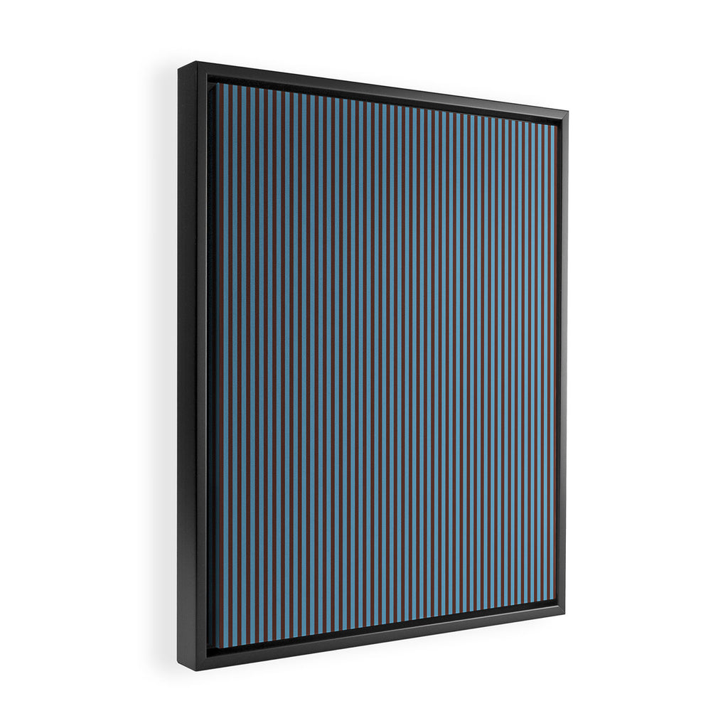 Narrow Stripes Vertical Pattern in Eclectic Brown and Blue Framed Canvas Print Gallery Image 2