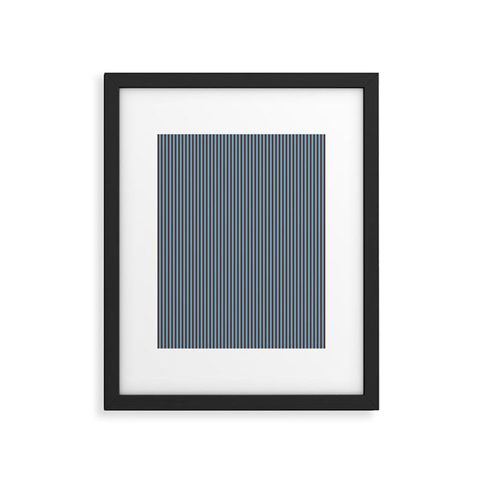 Narrow Stripes Vertical Pattern in Eclectic Brown and Blue Framed Art Print Gallery Image 1