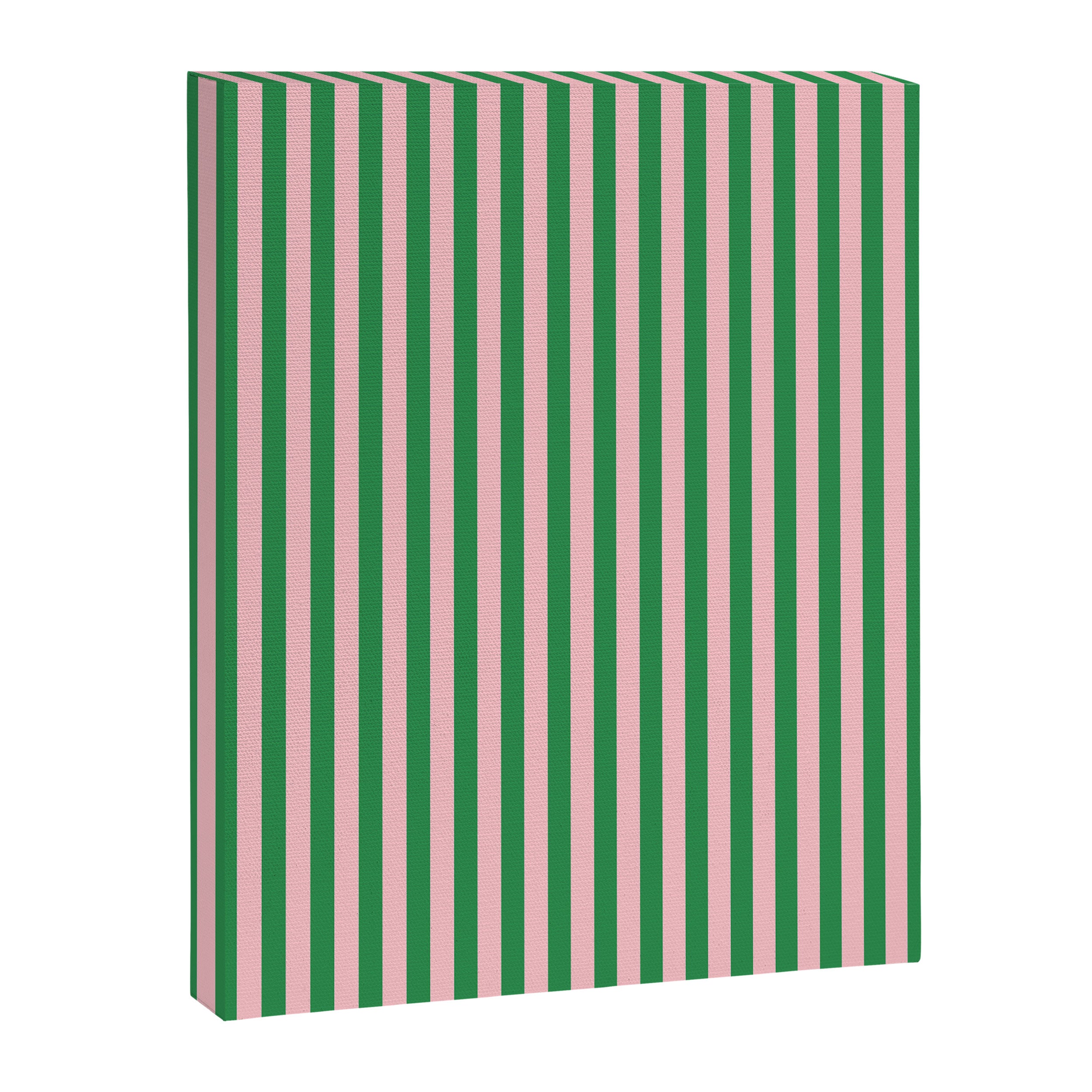 Narrow Stripes Vertical Pattern in Kelly Green and Blush Pink Canvas Print Gallery Image 6
