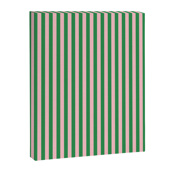 Narrow Stripes Vertical Pattern in Kelly Green and Blush Pink Canvas Print Gallery Image 1
