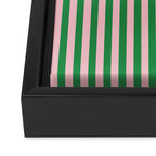 Narrow Stripes Vertical Pattern in Kelly Green and Blush Pink Framed Canvas Print Gallery Image 3