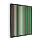 Narrow Stripes Vertical Pattern in Kelly Green and Blush Pink Framed Canvas Print Gallery Image 2