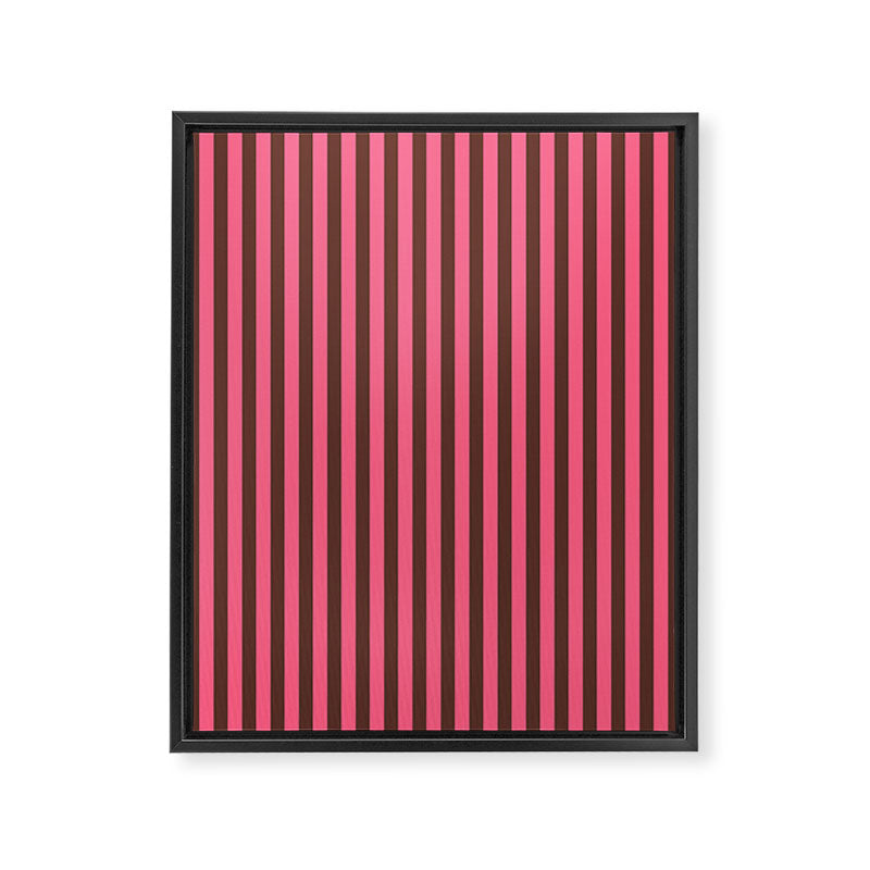 Narrow Stripes Vertical Pattern in Pink and Brown Framed Canvas Print Gallery Image 6