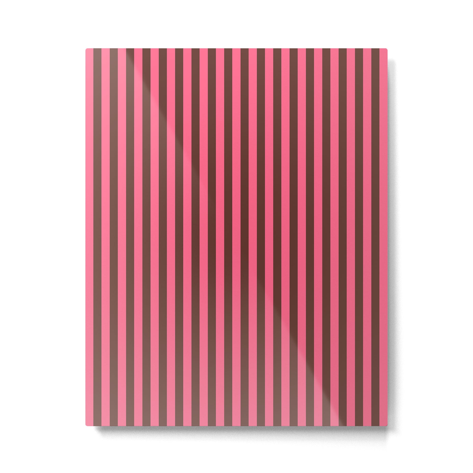 Narrow Stripes Vertical Pattern in Pink and Brown Metal Print Gallery Image 4