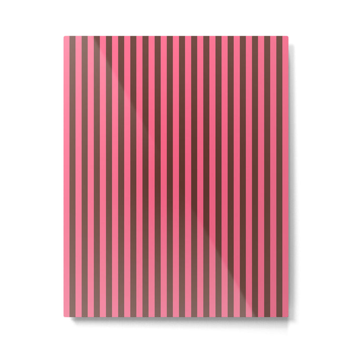 Narrow Stripes Vertical Pattern in Pink and Brown Metal Print Gallery Image 1