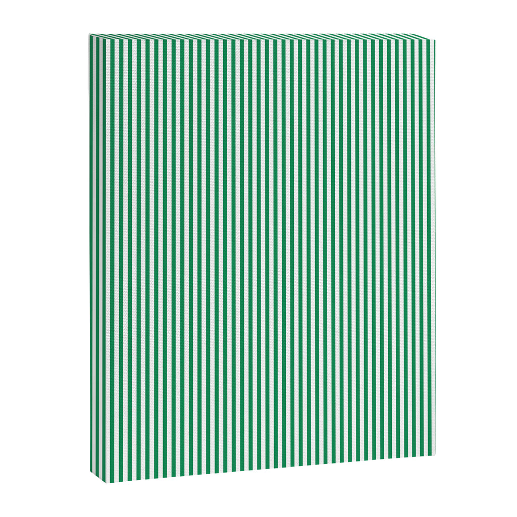 Narrow Vertical Stripes Kelly Green and White Pattern Canvas Print Gallery Image 6