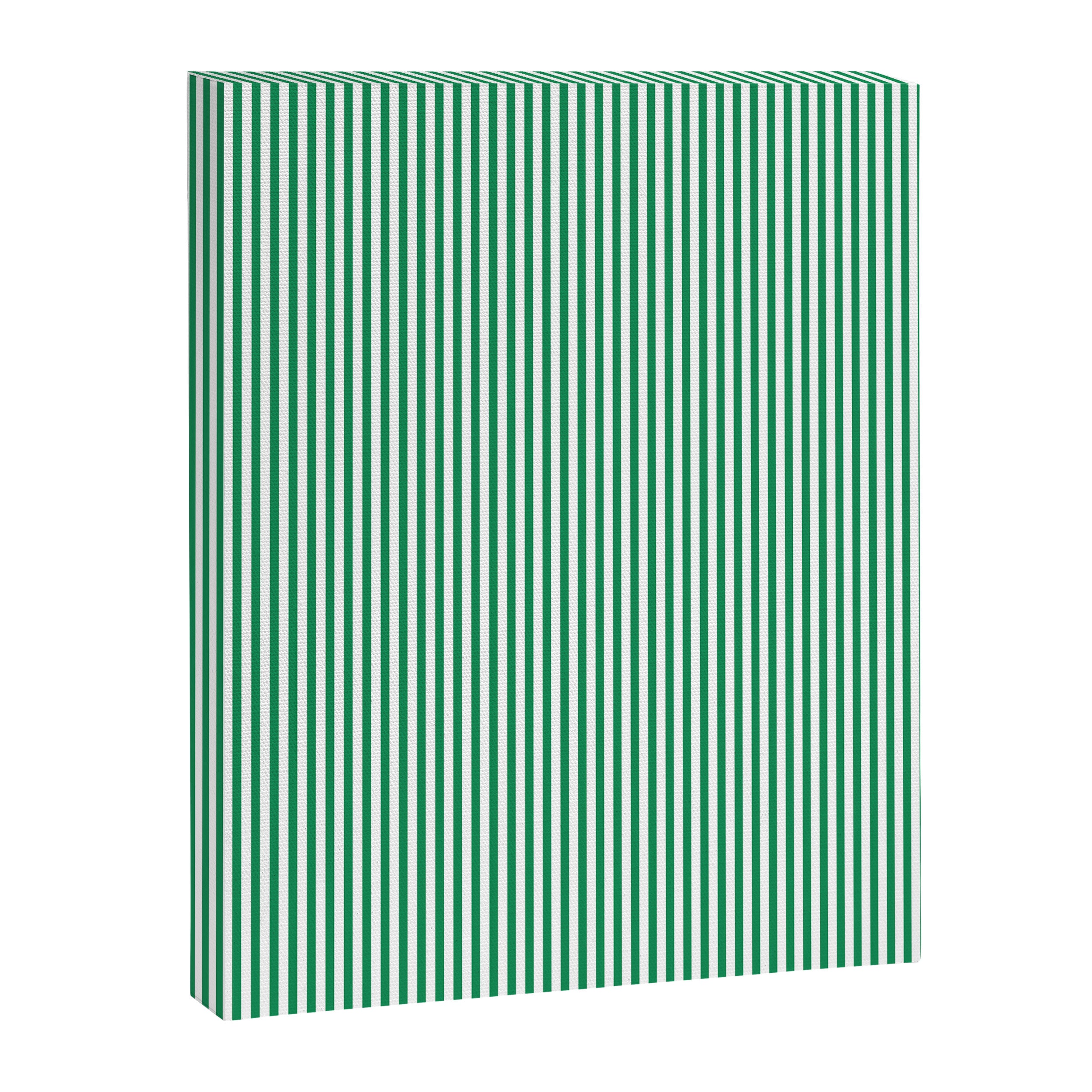 Narrow Vertical Stripes Kelly Green and White Pattern Canvas Print Gallery Image 6