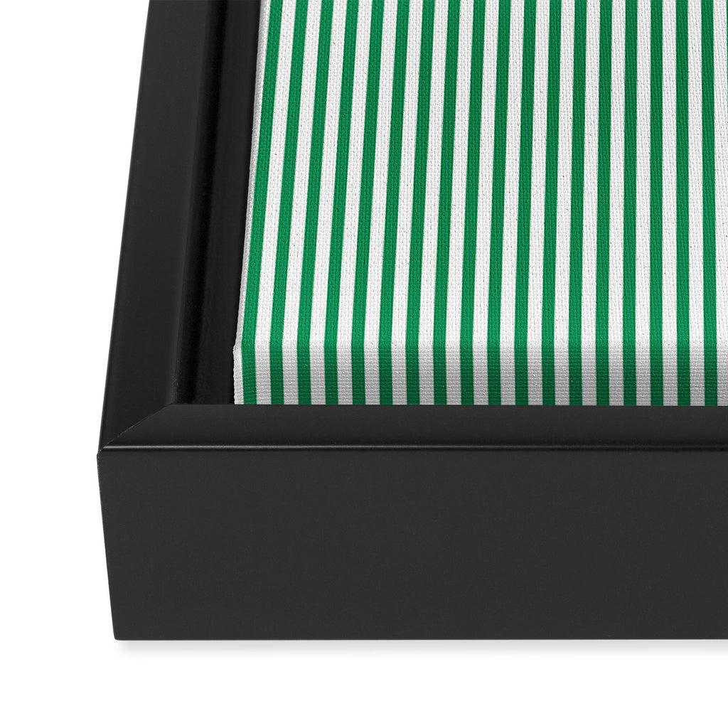 Narrow Vertical Stripes Kelly Green and White Pattern Framed Canvas Print Gallery Image 3