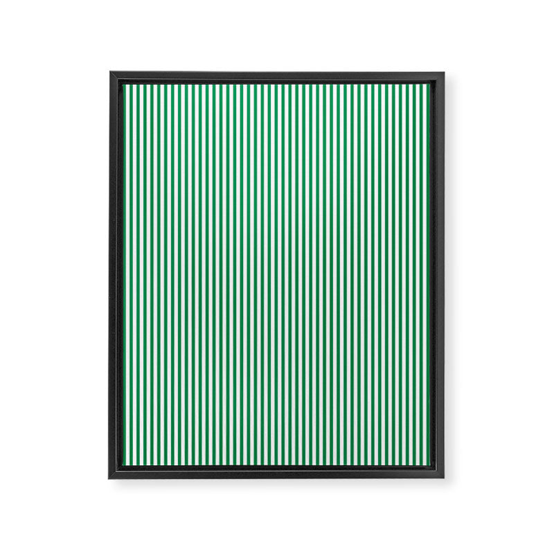 Narrow Vertical Stripes Kelly Green and White Pattern Framed Canvas Print Gallery Image 6