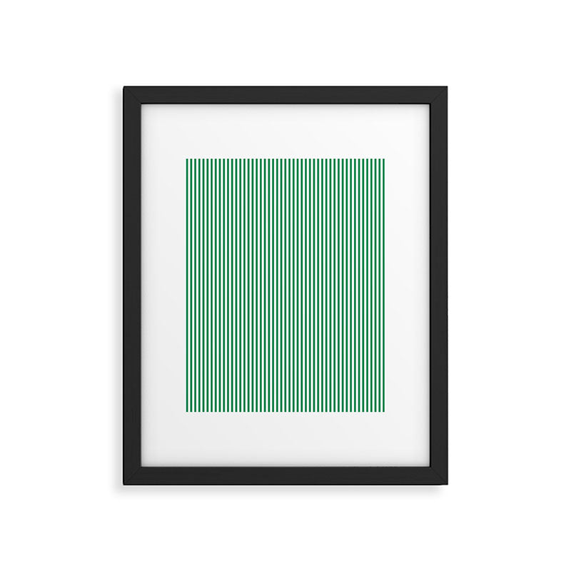 Narrow Vertical Stripes Kelly Green and White Pattern Framed Art Print Gallery Image 5