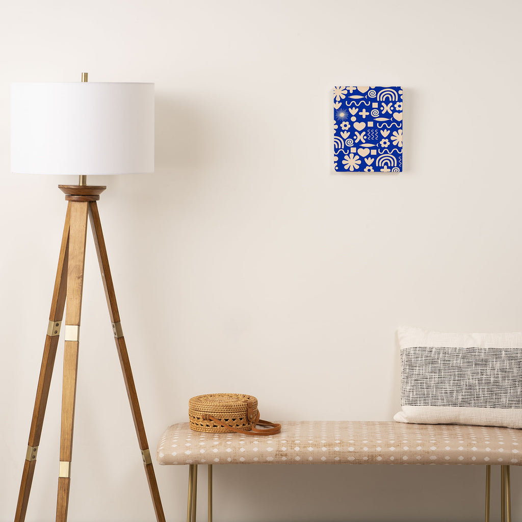 Natural Miscellany Pattern in Bright Blue and Cream Canvas Print Gallery Image 2