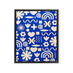 Natural Miscellany Pattern in Bright Blue and Cream Framed Canvas Print Gallery Image 8