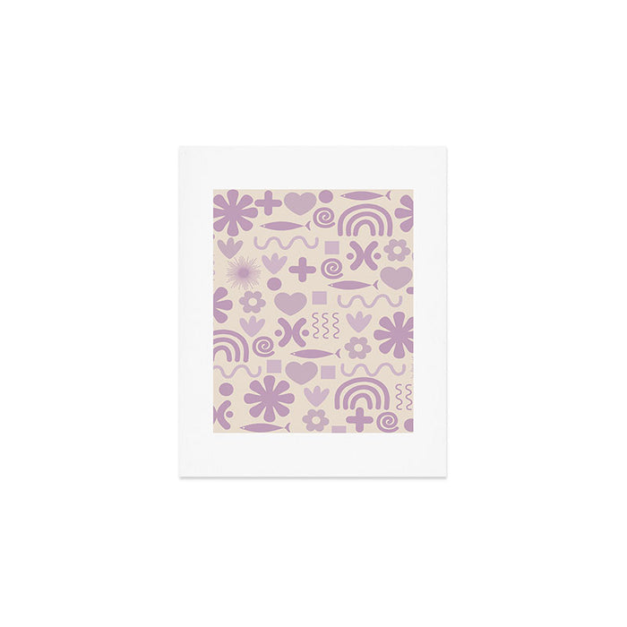 Natural Miscellany Scandi Retro Modern Pattern in Lilac and Cream  Art Print Gallery Image 1