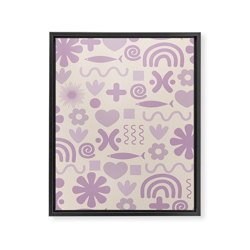 Natural Miscellany Scandi Retro Modern Pattern in Lilac and Cream  Framed Canvas Print Gallery Image 8