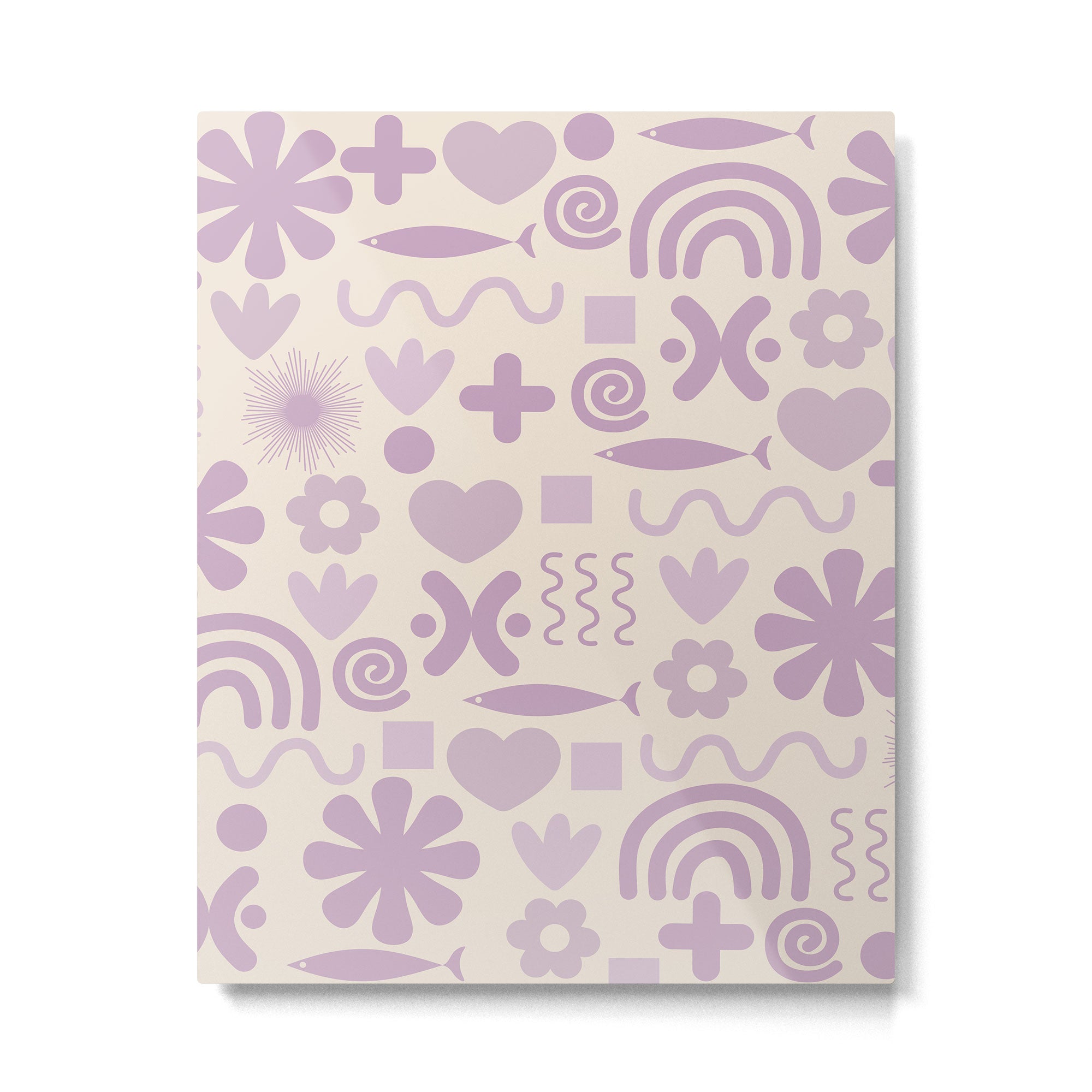 Natural Miscellany Scandi Retro Modern Pattern in Lilac and Cream  Metal Print Gallery Image 6