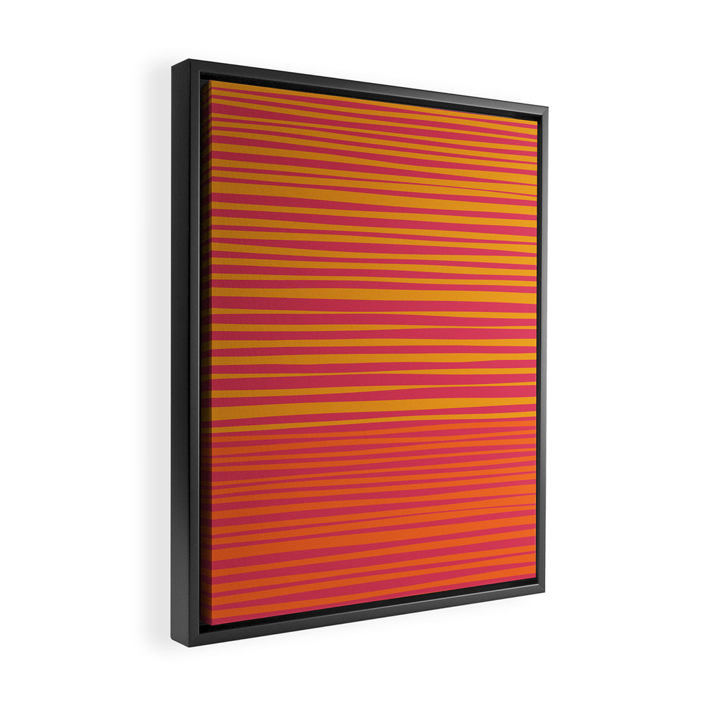 Natural Stripes Modern Minimalist Colour Block Pattern Magenta Orange Mustard Ochre Framed Canvas Print Gallery Image 2