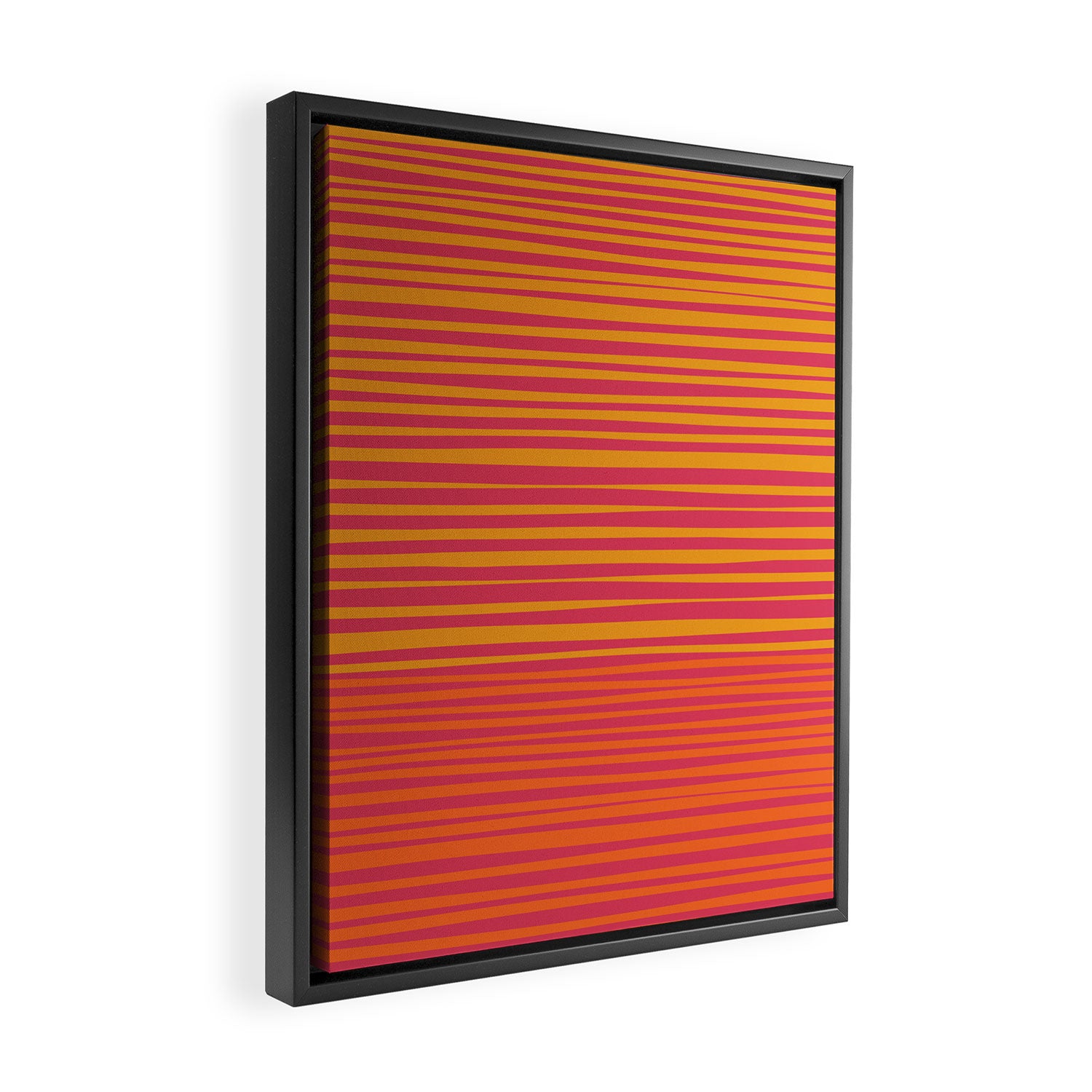 Natural Stripes Modern Minimalist Colour Block Pattern Magenta Orange Mustard Ochre Framed Canvas Print Gallery Image 2