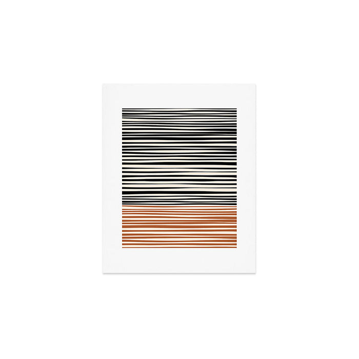 Natural Stripes Modern Minimalist Colour Block Pattern Black Rust Almond Cream Art Print Gallery Image 1