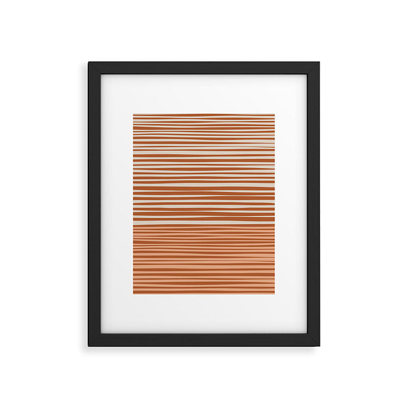 Natural Stripes Modern Minimalist Colour Block Pattern Boho Rust Clay Salmon Putty Framed Art Print Gallery Image 5