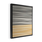 Natural Stripes Modern Minimalist Colour Block Pattern Charcoal Grey, Muted Mustard Gold, and Cream Beige Framed Canvas Print Gallery Image 2