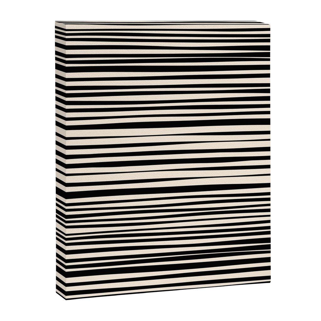 Natural Stripes Modern Minimalist Pattern in Black and Almond Cream  Canvas Print Gallery Image 6