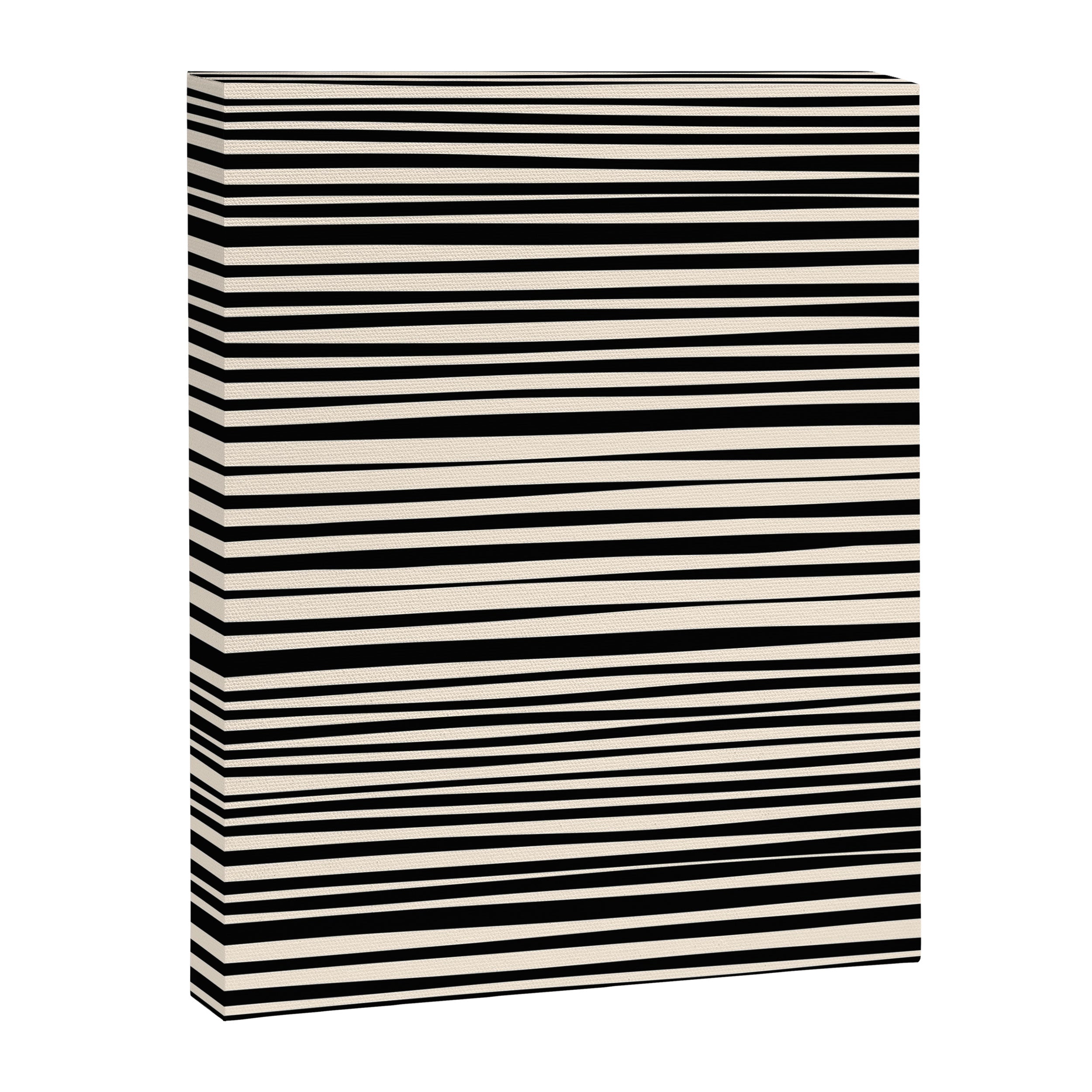 Natural Stripes Modern Minimalist Pattern in Black and Almond Cream  Canvas Print Gallery Image 6