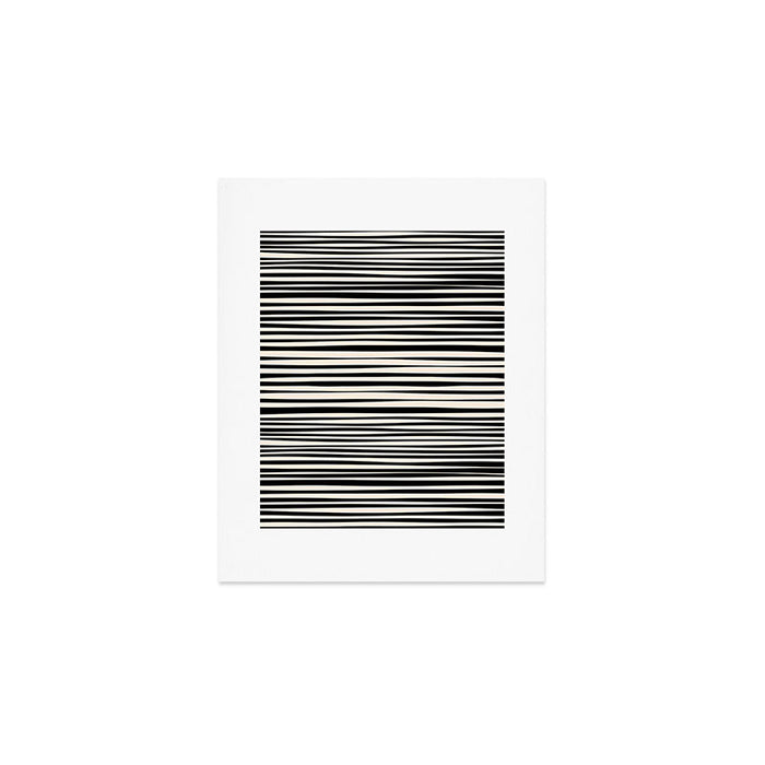 Natural Stripes Modern Minimalist Pattern in Black and Almond Cream  Art Print Gallery Image 1