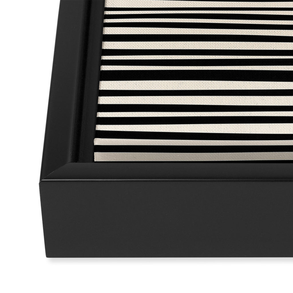Natural Stripes Modern Minimalist Pattern in Black and Almond Cream  Framed Canvas Print Gallery Image 3