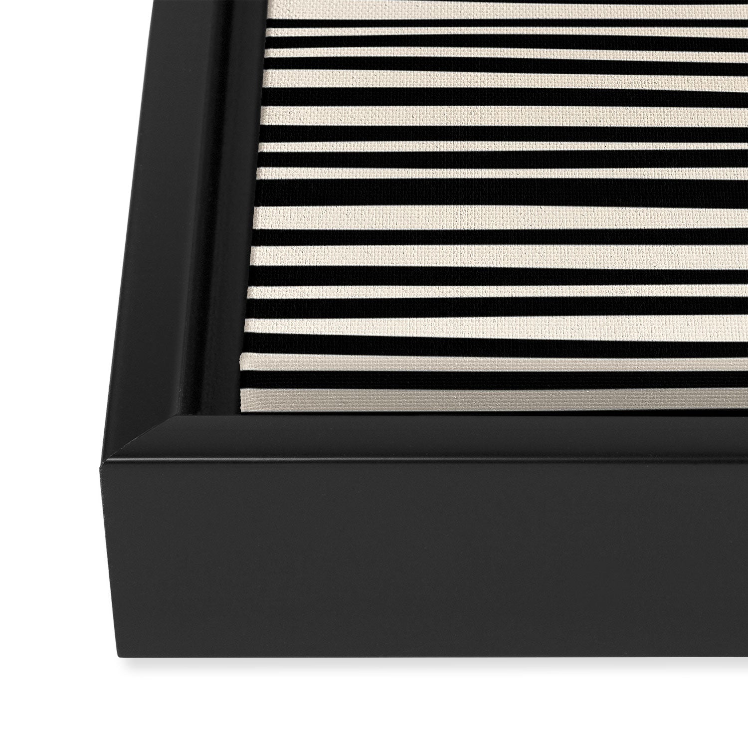 Natural Stripes Modern Minimalist Pattern in Black and Almond Cream  Framed Canvas Print Gallery Image 3