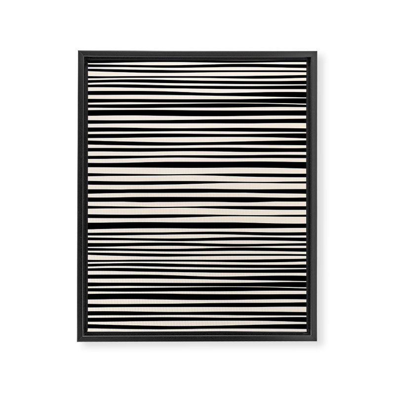 Natural Stripes Modern Minimalist Pattern in Black and Almond Cream  Framed Canvas Print Gallery Image 6