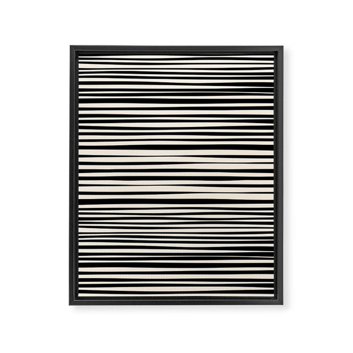 Natural Stripes Modern Minimalist Pattern in Black and Almond Cream  Framed Canvas Print Gallery Image 1