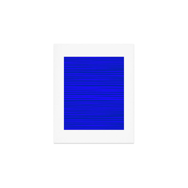 Natural Stripes Modern Minimalist Pattern in Double Electric Blue Art Print Gallery Image 1