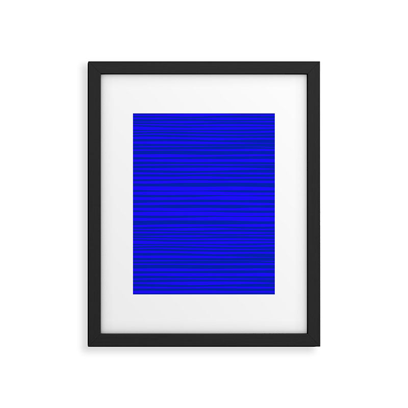 Natural Stripes Modern Minimalist Pattern in Double Electric Blue Framed Art Print Gallery Image 5