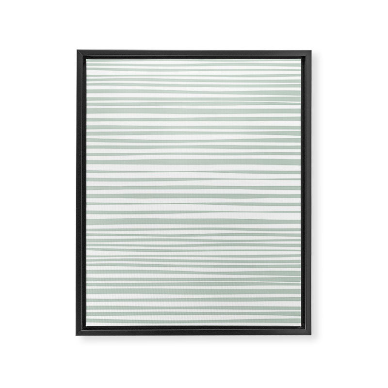 Natural Stripes Modern Minimalist Pattern in Light Sage Mint Green Framed Canvas Print Gallery Image 6