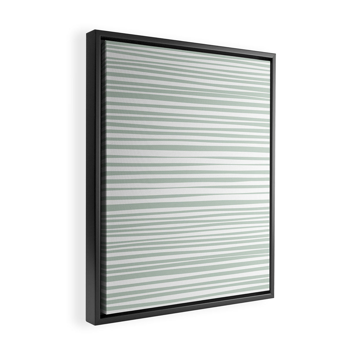 Natural Stripes Modern Minimalist Pattern in Light Sage Mint Green Framed Canvas Print Gallery Image 2