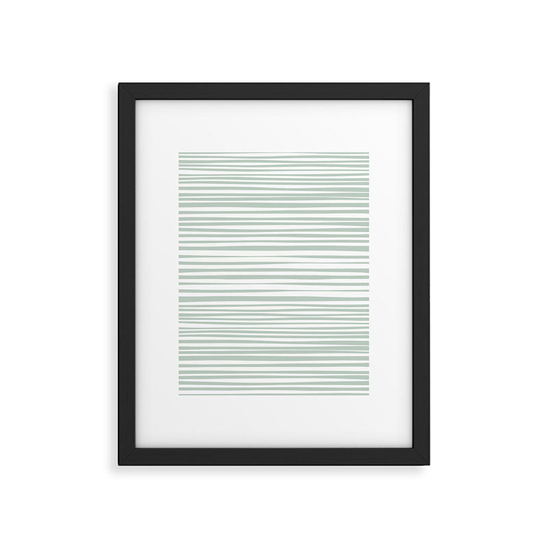 Natural Stripes Modern Minimalist Pattern in Light Sage Mint Green Framed Art Print Gallery Image 5