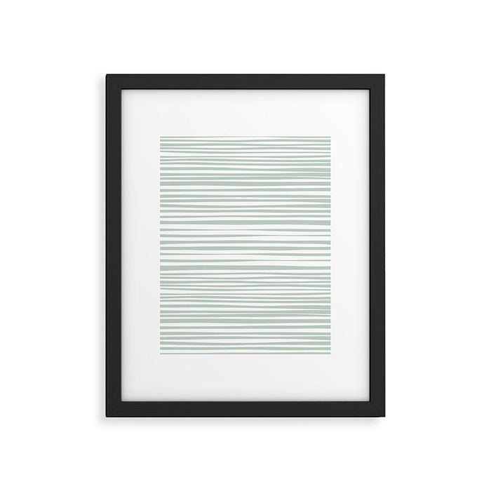 Natural Stripes Modern Minimalist Pattern in Light Sage Mint Green Framed Art Print Gallery Image 1