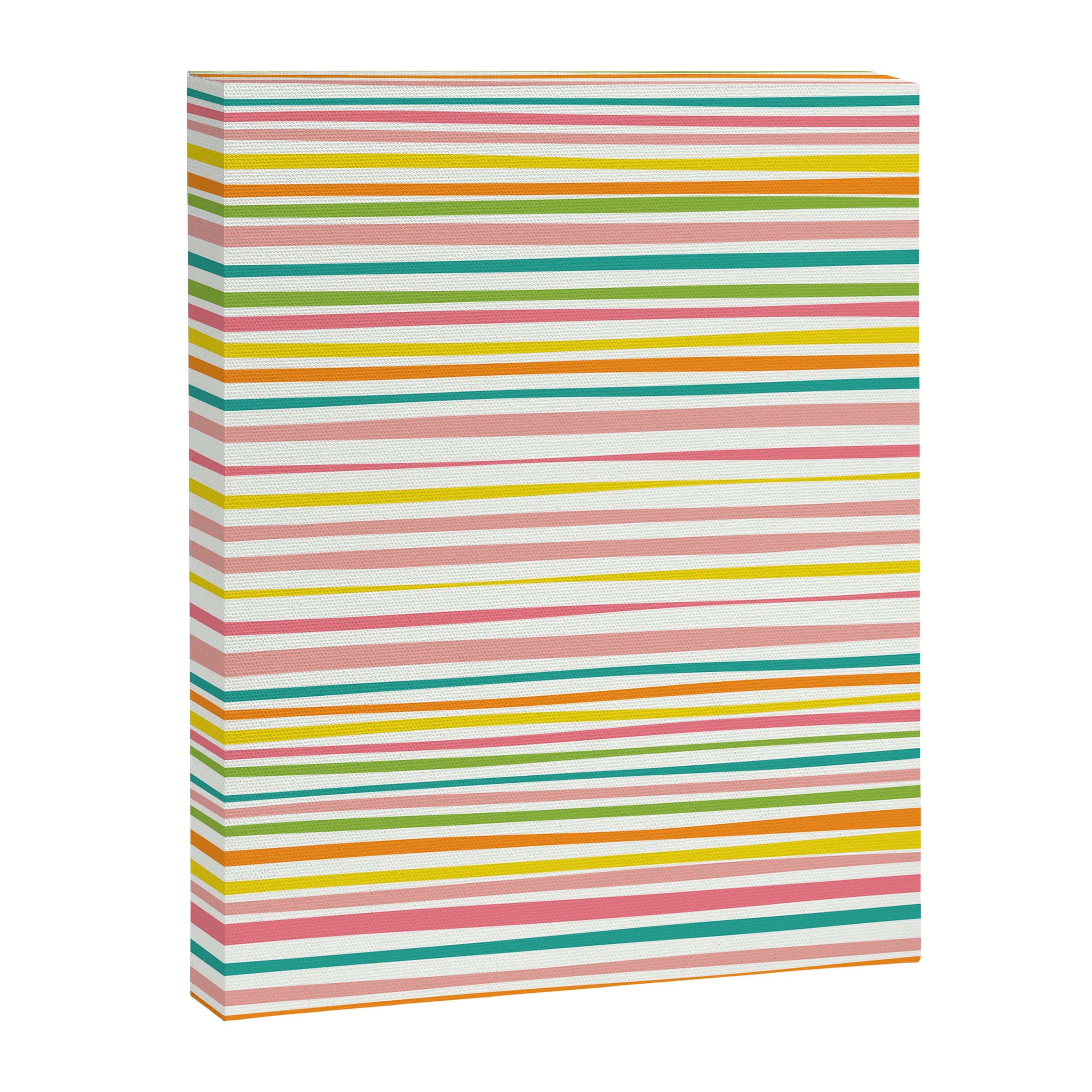 Natural Stripes Pattern Colourful Spring Green Pink Yellow Teal Orange Canvas Print Gallery Image 6