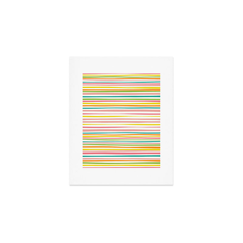 Natural Stripes Pattern Colourful Spring Green Pink Yellow Teal Orange Art Print Gallery Image 1