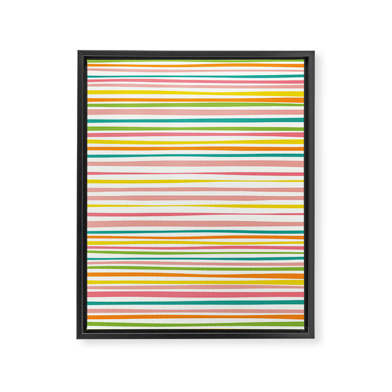 Natural Stripes Pattern Colourful Spring Green Pink Yellow Teal Orange Framed Canvas Print Gallery Image 6
