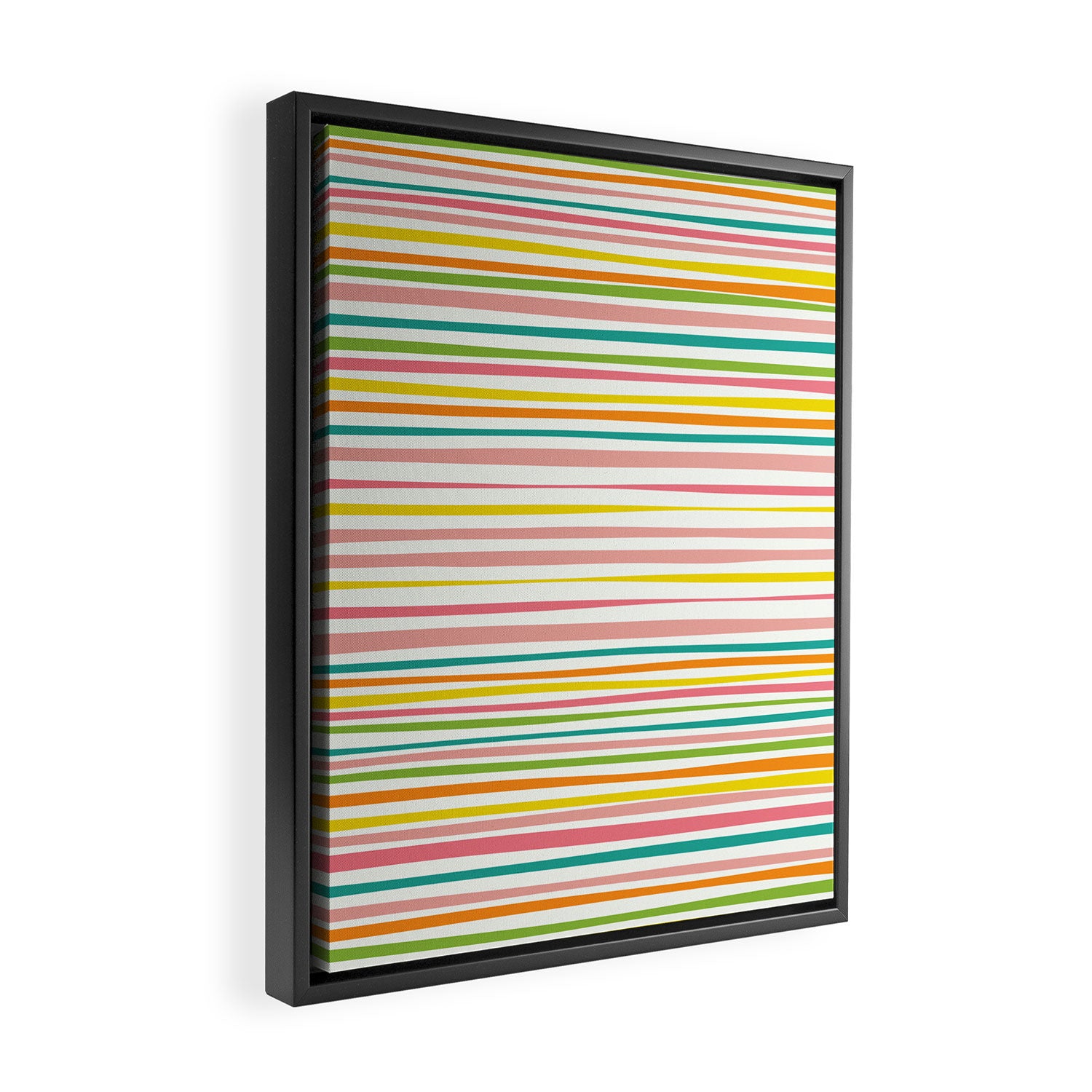 Natural Stripes Pattern Colourful Spring Green Pink Yellow Teal Orange Framed Canvas Print Gallery Image 2