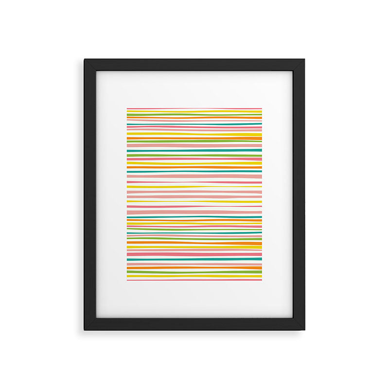 Natural Stripes Pattern Colourful Spring Green Pink Yellow Teal Orange Framed Art Print Gallery Image 5