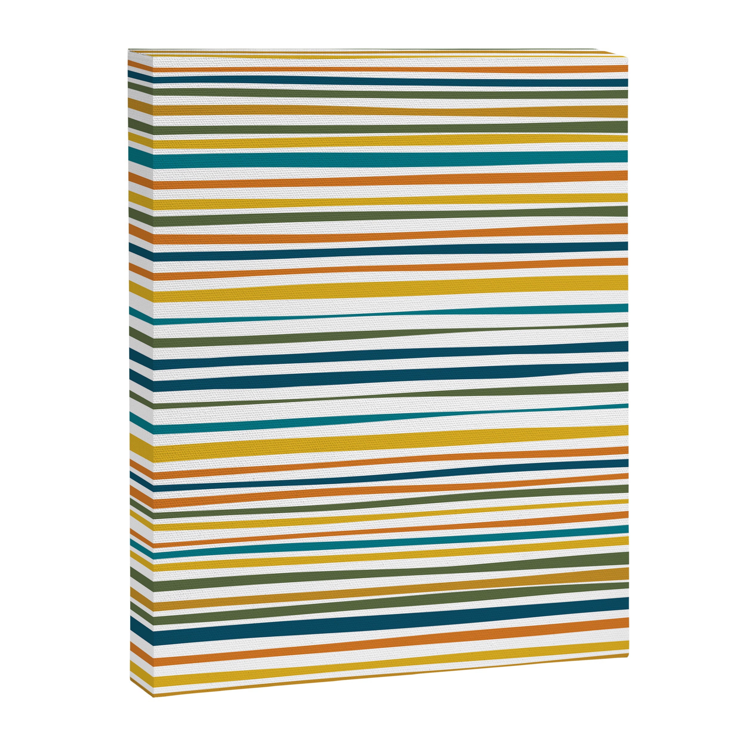 Natural Stripes Pattern in Moroccan Teal Blue Olive Green Mustard Orange Ochre White Canvas Print Gallery Image 6