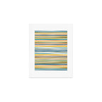 Natural Stripes Pattern in Moroccan Teal Blue Olive Green Mustard Orange Ochre White Art Print Gallery Image 1