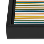 Natural Stripes Pattern in Moroccan Teal Blue Olive Green Mustard Orange Ochre White Framed Canvas Print Gallery Image 3