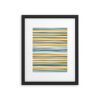Natural Stripes Pattern in Moroccan Teal Blue Olive Green Mustard Orange Ochre White Framed Art Print Gallery Image 5
