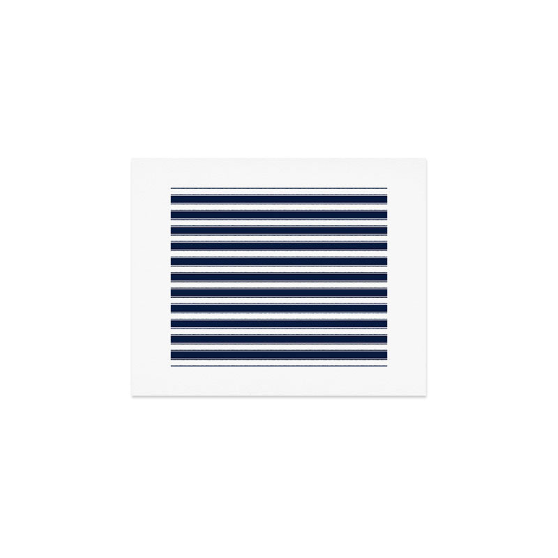 Nautical Navy Blue and White Rough Stripes Pattern Art Print Gallery Image 1