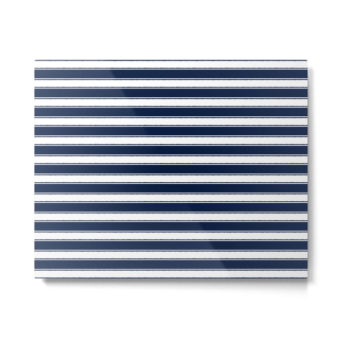 Nautical Navy Blue and White Rough Stripes Pattern Metal Print Gallery Image 1